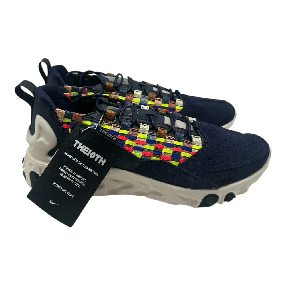 Nike React‎ Sertu Shoes Mens 8.5 Blackened Blue Black Sail Sneakers AT5301-400